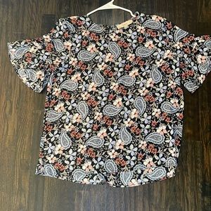 Loft floral short sleeve blouse Medium